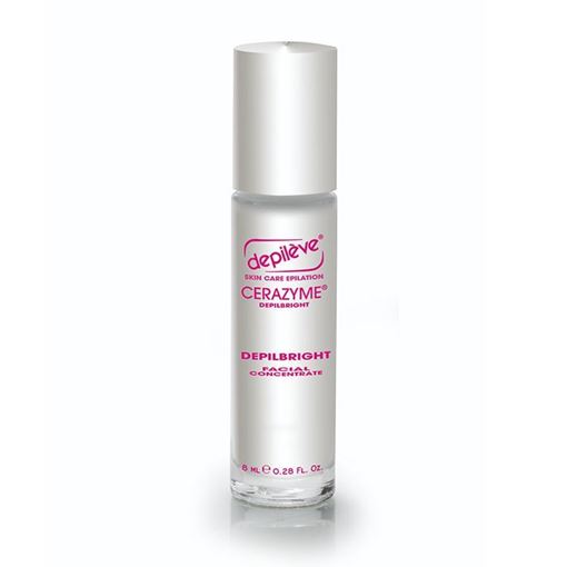 Изображение "CERAZYME DEPILBRIGHT FACIAL CONCENTRATE" - сыворотка для осветления и выравнивания тона кожи, используется перед процедурой депиляции лица и интимных зон, с роликовым дозатором, 8мл.